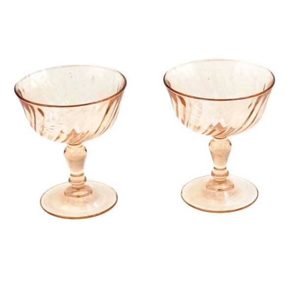 Arcoroc France Luminarc Rosaline Pink Depression Glass Sherbet Dessert Cups Set - Picture 2 of 12